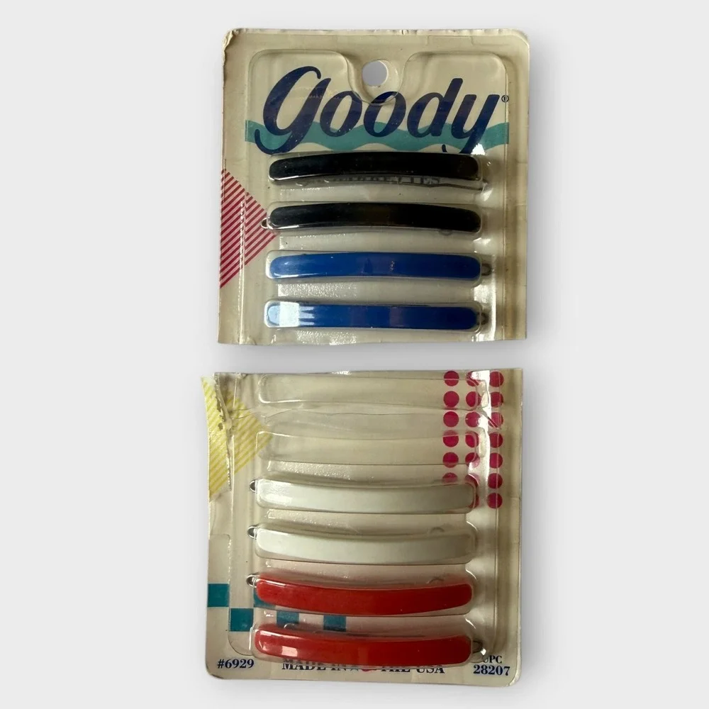 Vintage‎ Goody Wire Clasp Hair Barrettes 1989 8 Pack New Colorful 1980s Kidcore